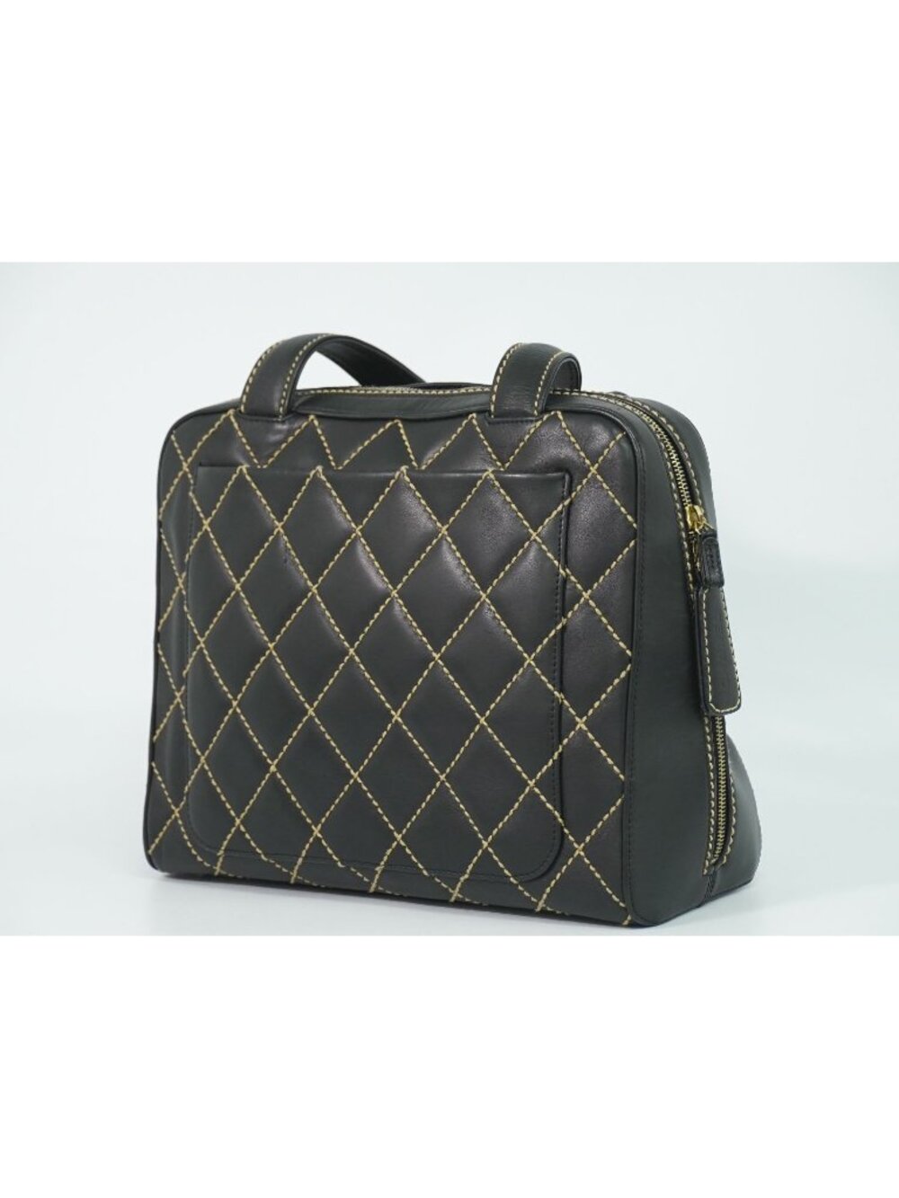 Chanel Wild Stitch CC Logo Tote Leather Black - Picture 2 of 9